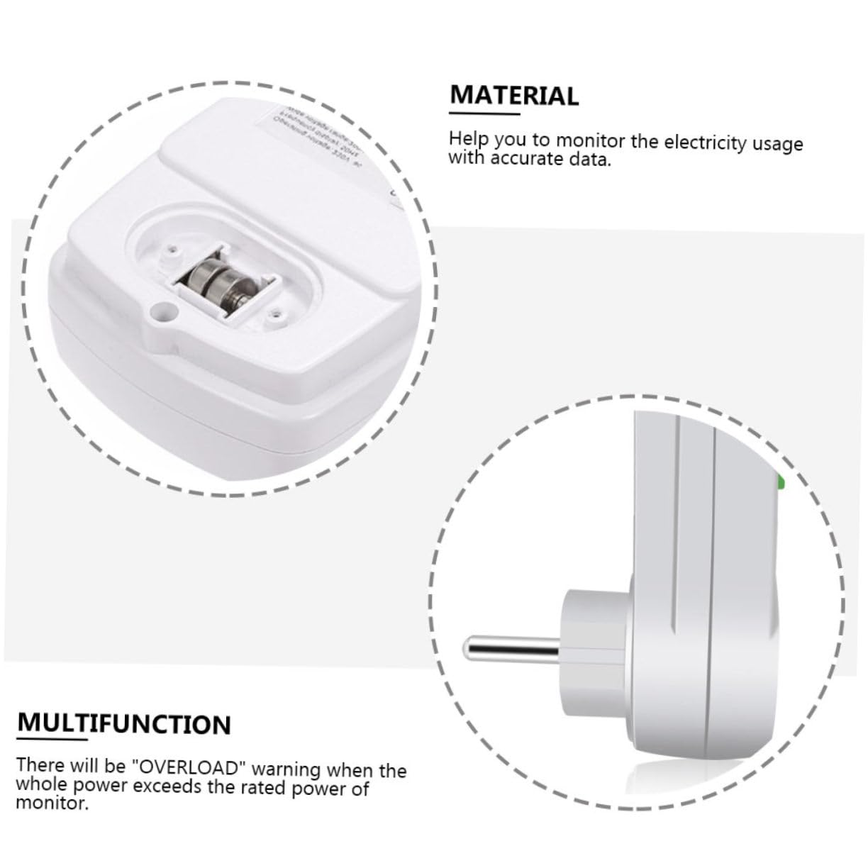 Misuratore di Consumo Elettrica con Display Lcd Digitale Ac230v | Max 16a, 50hz, Abs Bianco, Consumo 0, 5w, Lettura Retroilluminata, Uso Semplice