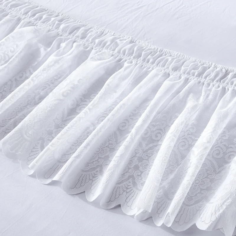 Falda de cama de encaje con volantes blancos jacquard CK 7