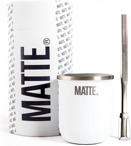 Miniatura 7 de Juego de tazas mate, taza de yerba matecalabaza (6 onzas) y bombilla (paja de yerba mate). acero inoxidable, doble pared, diseño elegante. Caja de