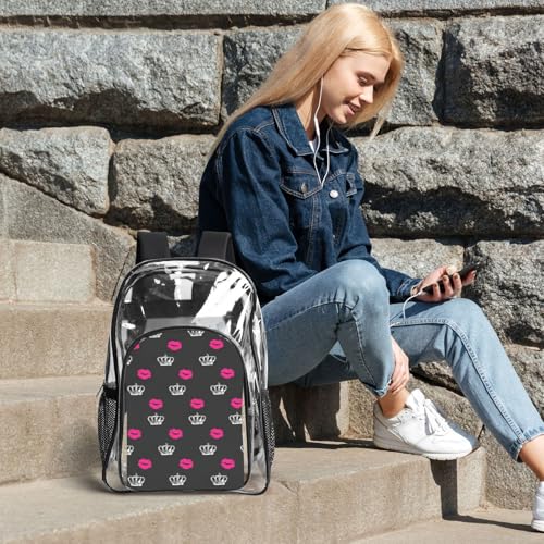 Sac transparent couronne imprimé grand modèle imperméable