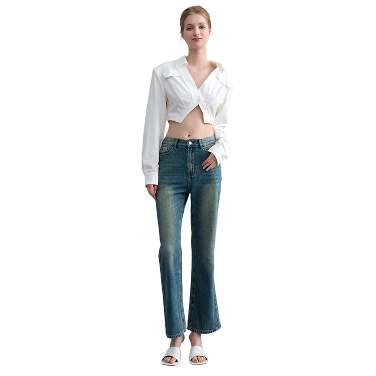 Jeans da donna Flared nero, in denim, pantaloni cargo Baggy Y2K, per il tempo libero, con tasche a vita alta, Y2K, per adolescenti, ragazze, da lavoro, stile bootcut