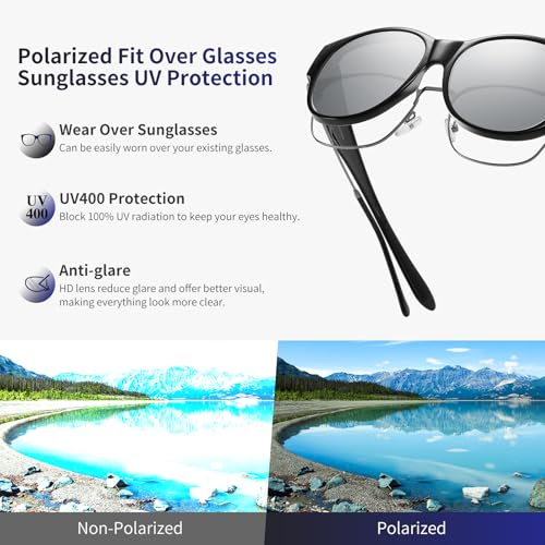 Image of GEGURI Polarized Sunglasses Fit Over Glasses for Men Women, Oversized Square Sun Glasses UV400 Protection Shades