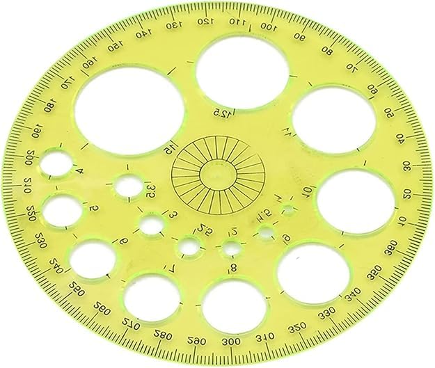 Yellow Round Protractor Measuring Ruler 360 Degree Protractor and Circle Maker| Durable and Clever Protractor Set,Protractors,Technical Drawing Supplies
