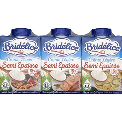Crème UHT semi-épaisse légère Bridélice 18% MG briques 3x20cl