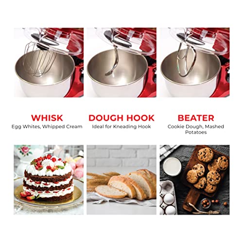 Müller Kitchen MK-6039 Küchenmaschine 7L inkl. Schneebesen, Knethaken und Rührhaken, Staubabdeckung