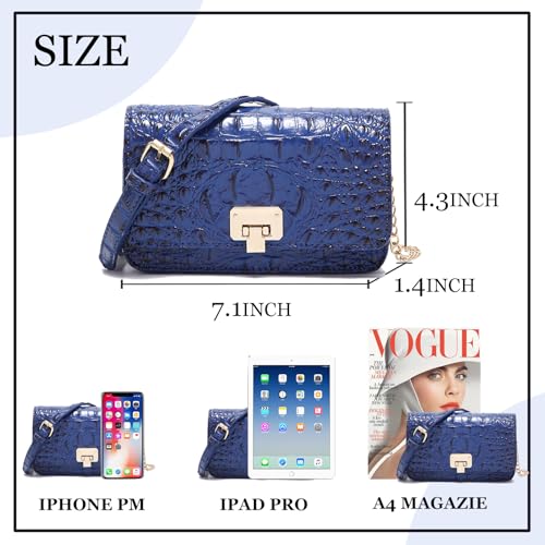 Image of Makcr Joacbv Small Crocodile Crossbody Cell Phone Purse for women Vegan Leather Clutch Wallet with Leather Shoulder Strap | Small