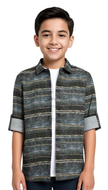 Image of CAVIO Boys Printed Shirt with Embellished T-Shirt