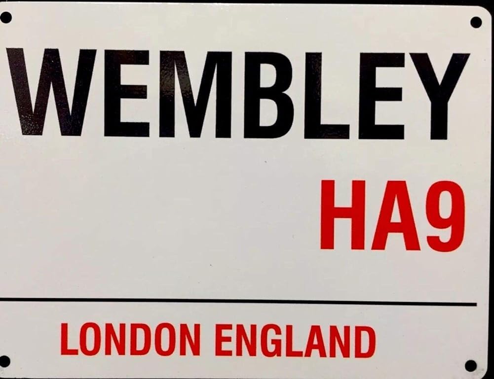 Vintage Style Metal Street Sign Wembley London Wall Plaques Retro Home Decor 8X12 Inches