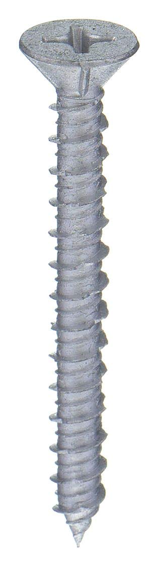 Flat Phillips Concrete Screw, 1/4" Dia. x 4", Stainless Steel, Silver Ruspert Fastener Finish - 1 Each