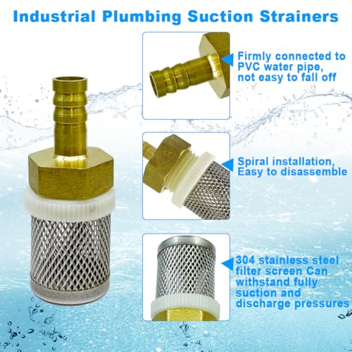 Image of Stainless steel filter copper tube joint 14mm diameter hose connection, garden, swimming pool, fish tank hose filter, Suction Strainers Used to Remove Debris and Reduce Solid Entry(14mm)