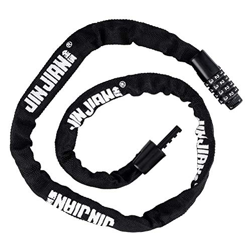 WERPOWER Candado de Bicicleta, Candado de Cadena Bicicleta con 4 Dígitos, Cadena de Bloqueo Alta Seguridad, Candado Combinación, Candado Antirrobo, para Moto al Aire Libre, Negro 100cm