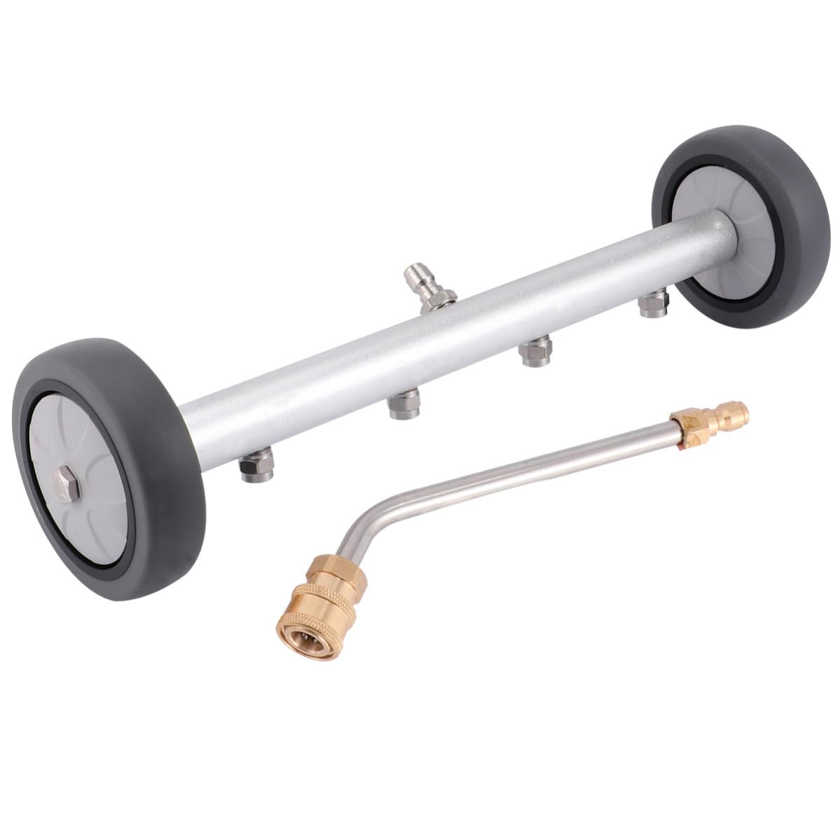 Limpiador de Chasis de Coche Rodillo Giratorio, Acero Inoxidable y Conector Rápido 1/4 Pulgada para Limpieza del Suelo y Partes Inferiores