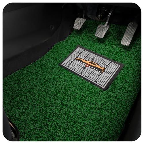Image of CONTINENTAL [Duramat Curly] Universal Single Driver Side Car Mat only - Premium Waterproof PVC Cushions Car Floor Mat for All Cars (Green & Black)
