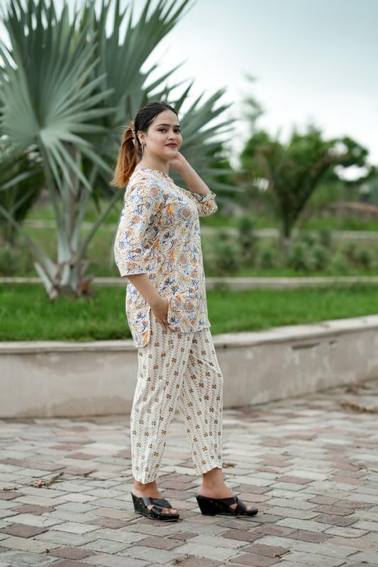 Image of Women's Cotton Night Suit Set for Women, Lounge Wear, Printed Top and Pyjama Set for Women Nightwear /Loungewear /Night Dress for Women