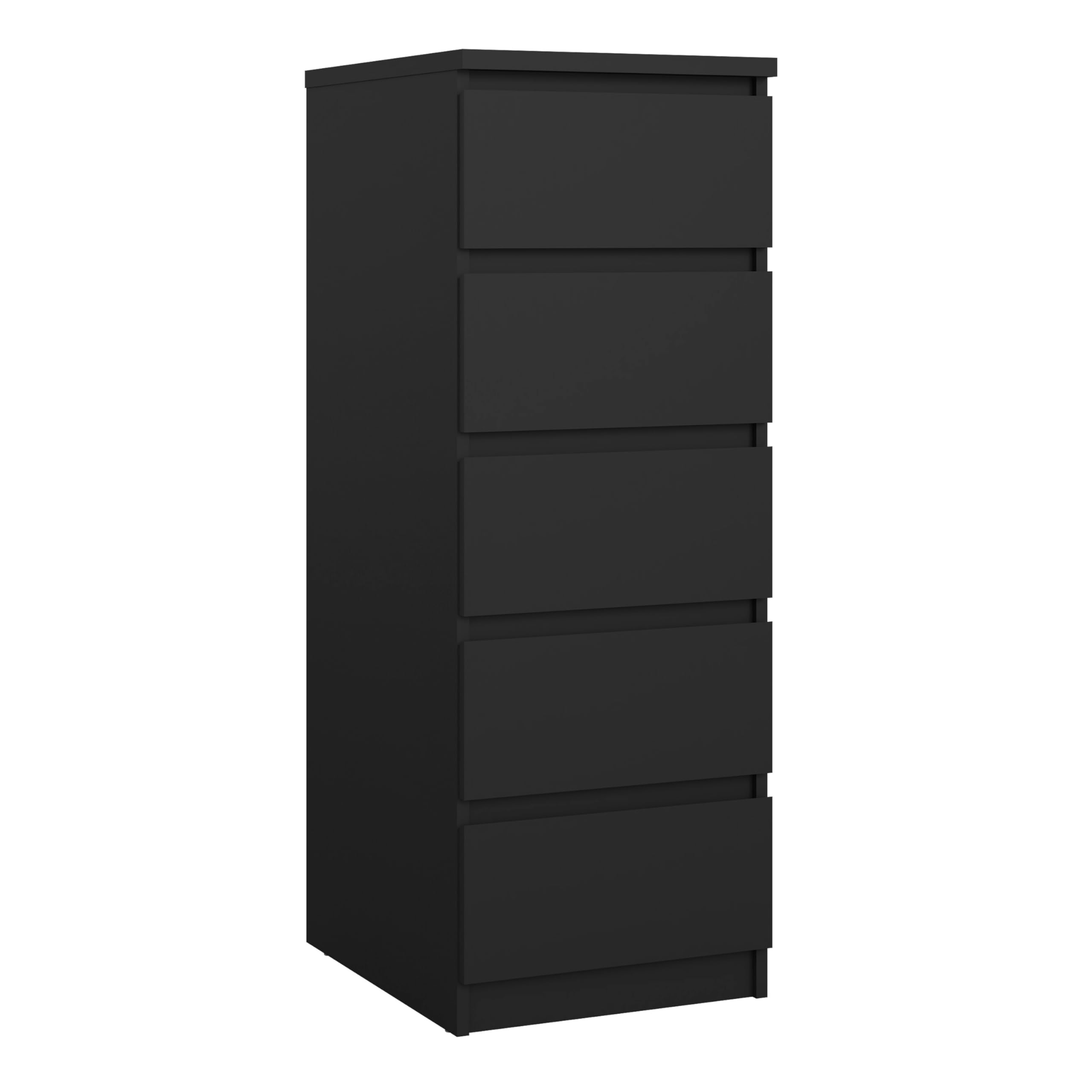Furniture To Go | Naia Narrow Chest of 5 Drawers in Black Matt