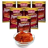 Bridgford Thick Sliced Pepperoni 5 oz Pack of 6 - Thick Pepperoni Slices for Pizza and Sandwiches with Zero Carb Ideal for Keto Diets - Ready-to-Eat Slices for On-The-Go Snacking