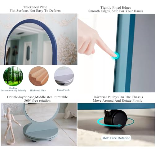 Espejo de pie grande para dormitorio con ruedas y giro completo PYROSUN 5