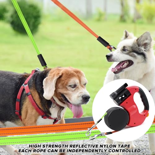 CHRI Hundeleine Doppelleine für 2 Hunde Rollleine Hundeleine 3m mit LED Licht für kleine Hunde bis zu 10kg Gewicht