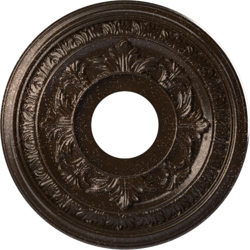 Image of Ekena Millwork CMP13BAAMB Baltimore Thermoformed PVC Ceiling Medallion (Fits Canopies up to 5 1 /4 inch), 13 inchOD x 3 1 /2 inchID x 3 /4 inchP, Textured Metallic Mystic Brown