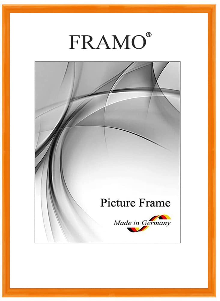 Framo Marco de fotos de madera estrecho, 60 x 70 cm, de madera maciza, color naranja brillante, a elegir, marco para pósteres, rompecabezas, collage de fotos N°121