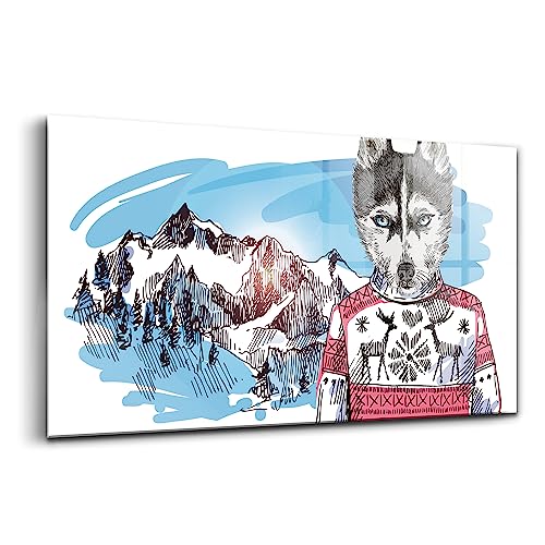 Image Décoration murale Verre d'art 140x70cm Husky Wallfluent