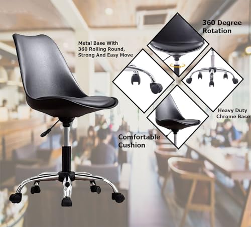 Image of NGFC Armless Revolving Office Chair | Height-Adjustable Stylish Modern Back Office Chair for Salon /Spa /Bar /Medical /Kitchen /Doctor Stool Chair (Black)