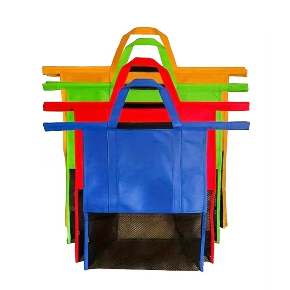 Hndhbfgrt Reusable Eco-Friendly Foldable Cart Trolley Supermarket Shopping Storage Bags 4Pcs Grocery Shop Handbag Tote Bag