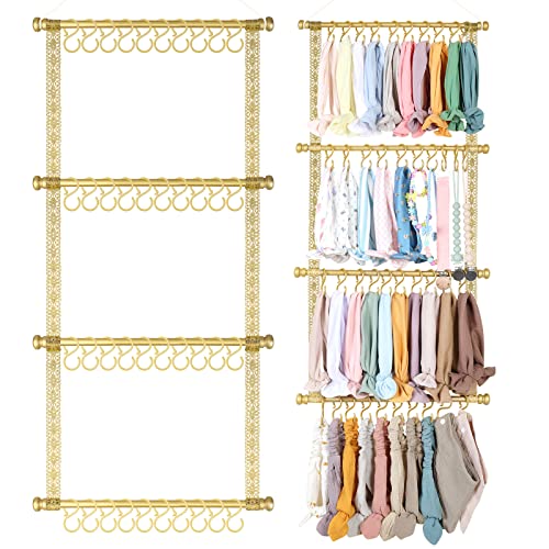Image of POVETIRE Headband Holder Organizer for Baby Girl,Gold Baby Headbands Hair Accessories Organizer Storage Wall Hanging Decor for Nursery Toddler Girls Room