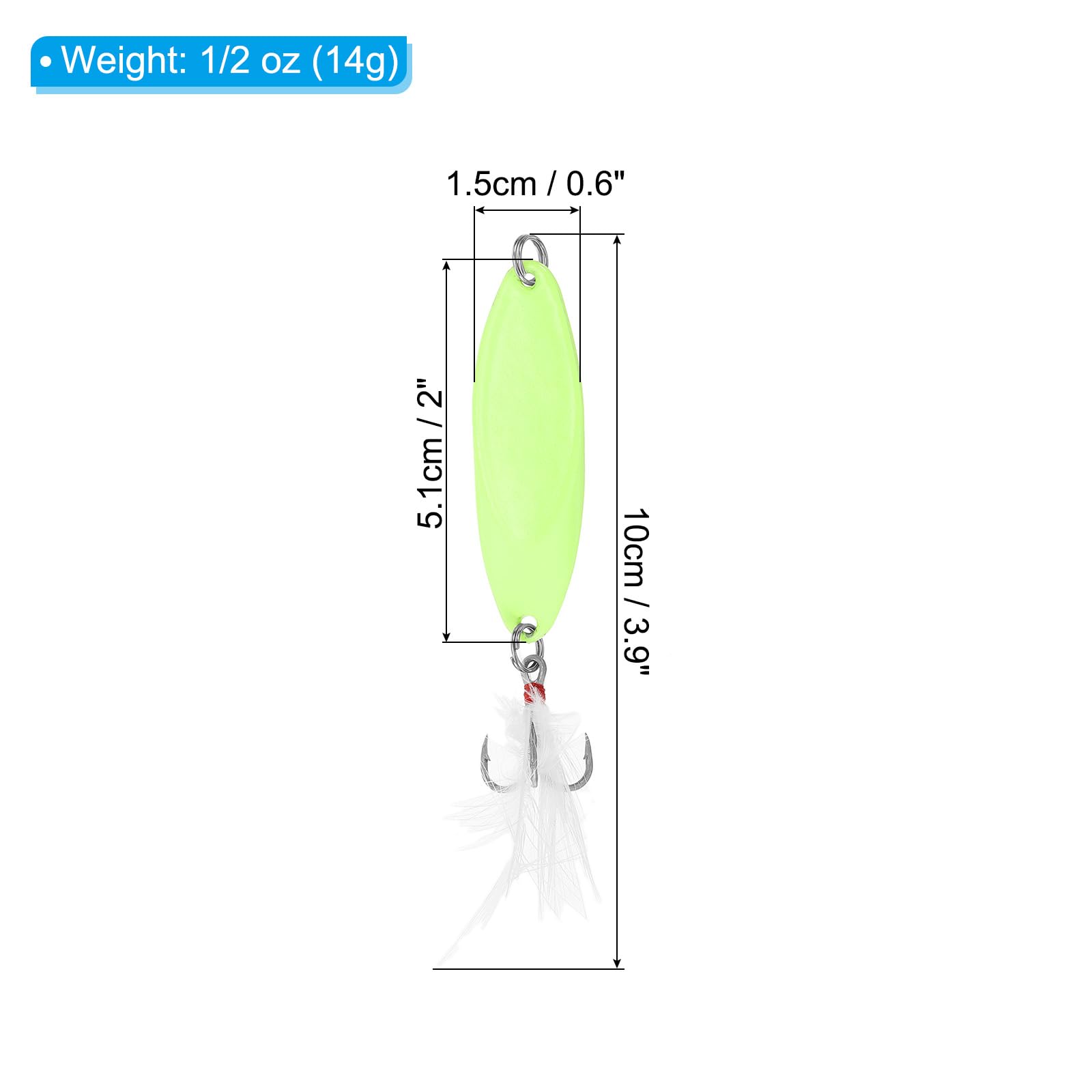 PATIKIL Fishing Spoons 1/2 oz 14g, 5Pcs Fishing Lures Glow in The Dark Casting Spoon Treble Hooks Jigs Spinner Baits for Freshwater Saltwater Salmon Bass, White