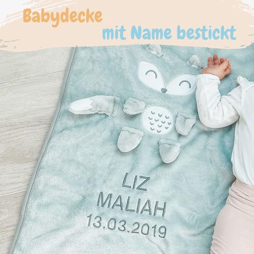 Personalisiertes 3-teiliges Baby-Kuschelset - Babydecke mit Namen, Kapuzenhandtuch, Baby Waschlappen - Personalisierte Geschenke zur Geburt.