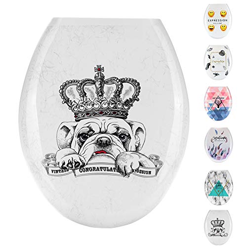 JOTOM Premium Quality Toilet Seat,Easy to Mount,Beautiful Printed Design Toilet Seats for Bathroom (Crown Dog)