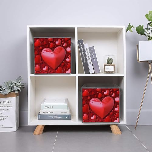 Boîtes de rangement pliables pour vêtements armoire tiroir cube tissu motif cœur 27cm
