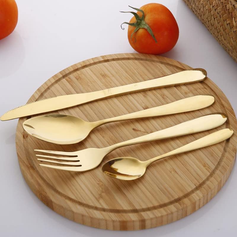 zestaw sztućców, Zestaw sztućców ze srebra, 24 szt. stali nierdzewnej, zestaw obiadowy do restauracji, nóż, widelec, łyżka, kuchenny na Boże Narodzenie, 6 zestawów srebrnych(6 Sets Golden B)