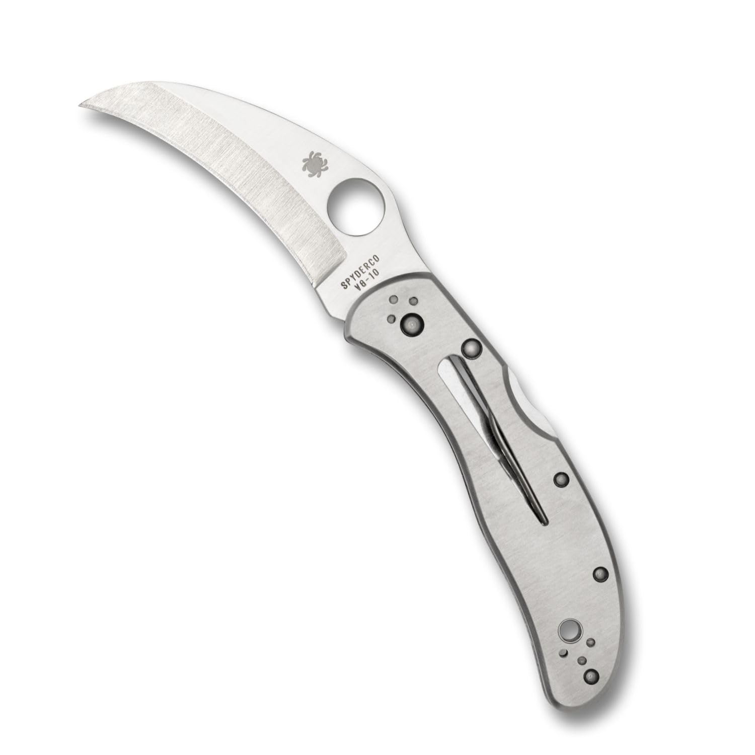 Spyderco Harpy Folding Knife with VG-10 Steel Blade, Back Lock Mechanism, and Stainless Steel Handle (Silver)