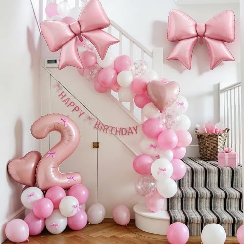 Image of 2nd Birthday Decorations for Girl,Pink 2 Balloons for Party Decorations