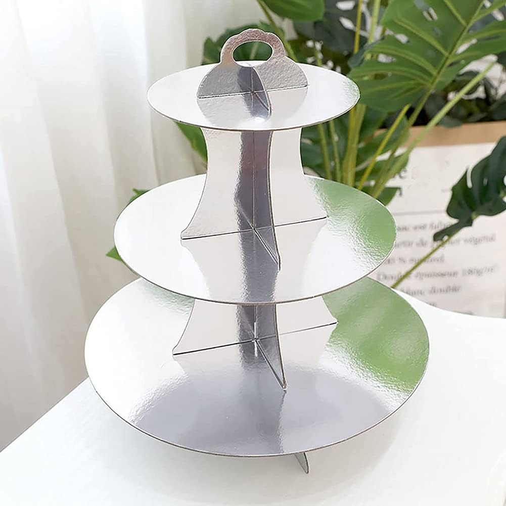 Buy Genericed Cardboard Cake Stand Dome, 3Tier Cupcake Holder Dessert