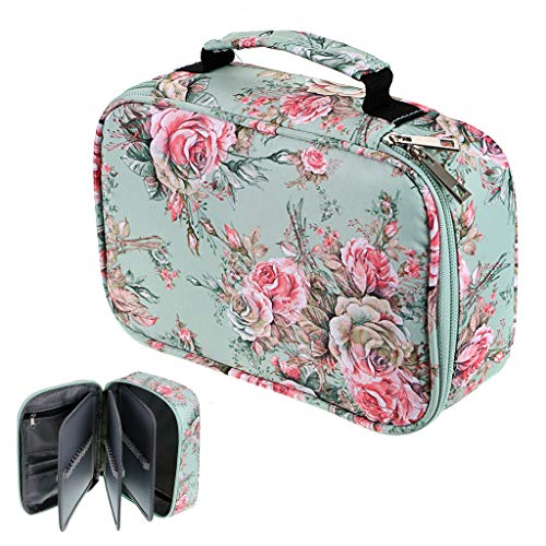 Sumnacon Multifonction 72 Toile Trousse de Crayon Scolaire , 3 Couches Démontables avec Une Lanière et Grande Capacité (Roses)
