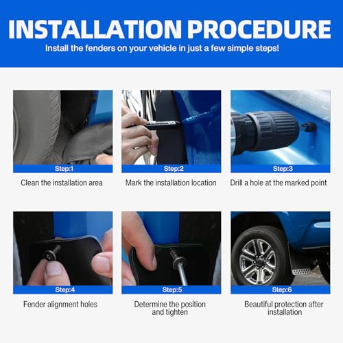 Image of 4PCS Black Universal EVA Soft Rubber Mud Flaps Mudguards with Stainless Steel Reflector with Round Holes for Pickup SUV with Hardware Front and Rear