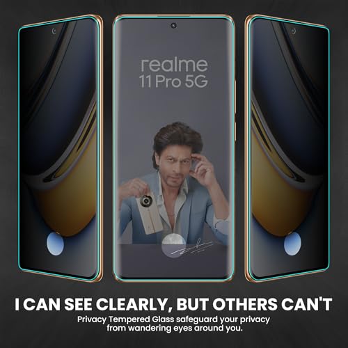 Image of ArmourPro UV Privacy Tempered Glass Compatible for Realme 11 Pro (6.7 Inch, Pack of 2) Edge to Edge Full SCreen Coverage & Installation Kit | Anti-Spy /Anti-Peeping 9H Hardness