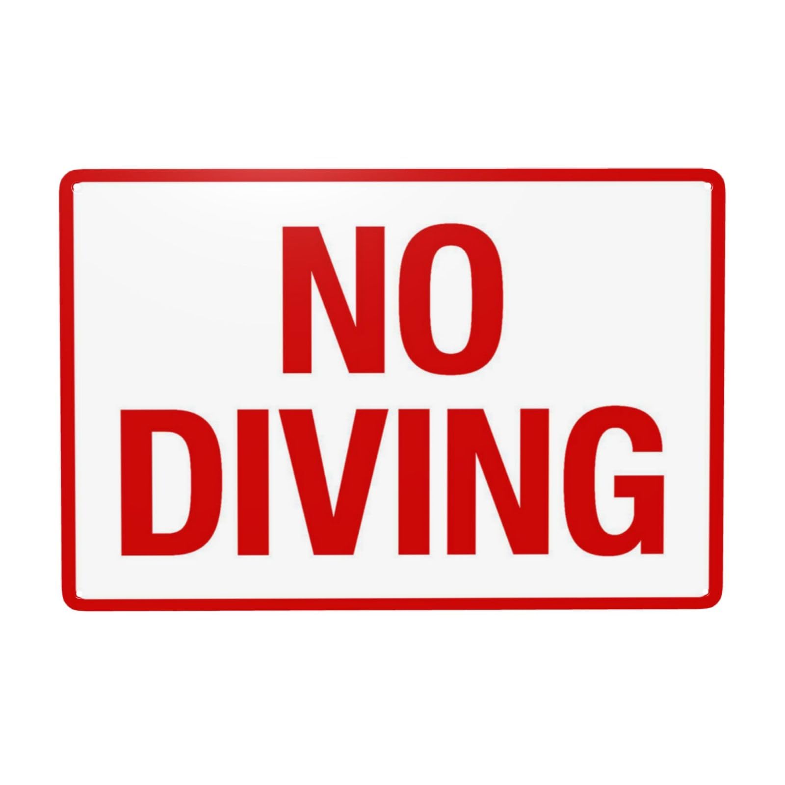 Vintage Metal Tin Sign, No Diving Vintage Pool Safety Wall Decor, 12x8 Inch