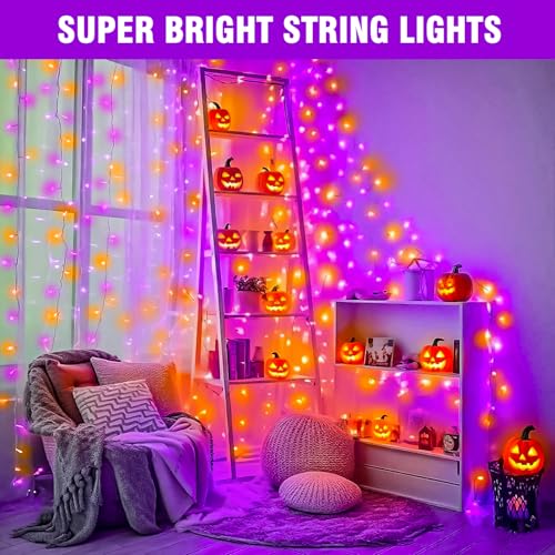 100' WASTROYAL Halloween Plug-in String Lights (Purple Orange or Warm White) - image 5