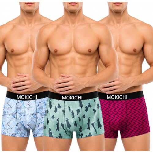 Image of Men's Premium Microfiber Printed Boxer Briefs for Men | Soft, Breathable, Stretchable Innerwear | Moisture Wicking Comfort Trunks Prints