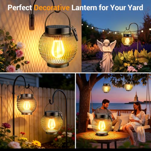 2-Count TuyLuxe Waterproof Metal Hanging Outdoor Solar Lanterns w/ Dusk-to-Dawn Sensor $13.99 ($7 each) - image 8