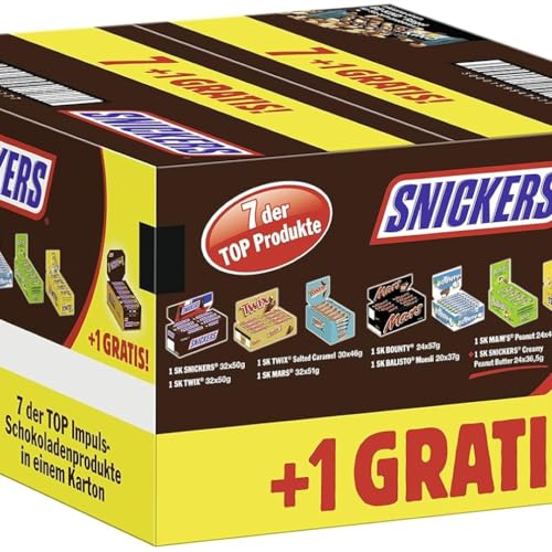 Mars, Snickers, Twix, Balisto, M&M'S Sortimentskarton, Schokolade Großpackung, Schokoriegel Mix, 8 Sorten, 10kg Karton