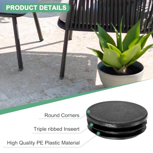 Image of M METERXITY 30 Pack Round Plastic Plug, OD 1.9 inch Furniture Tube Inserts Pipe Hole End Caps for Tubing Post /Glide Insert for Pipe Post /Table Chair Leg /Metal Tubing /Fence [Black]