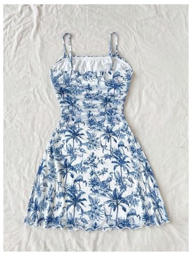 Floerns Girl's Floral Sleeveless Cami Dress Ruched Bust Flared Short Dresses2