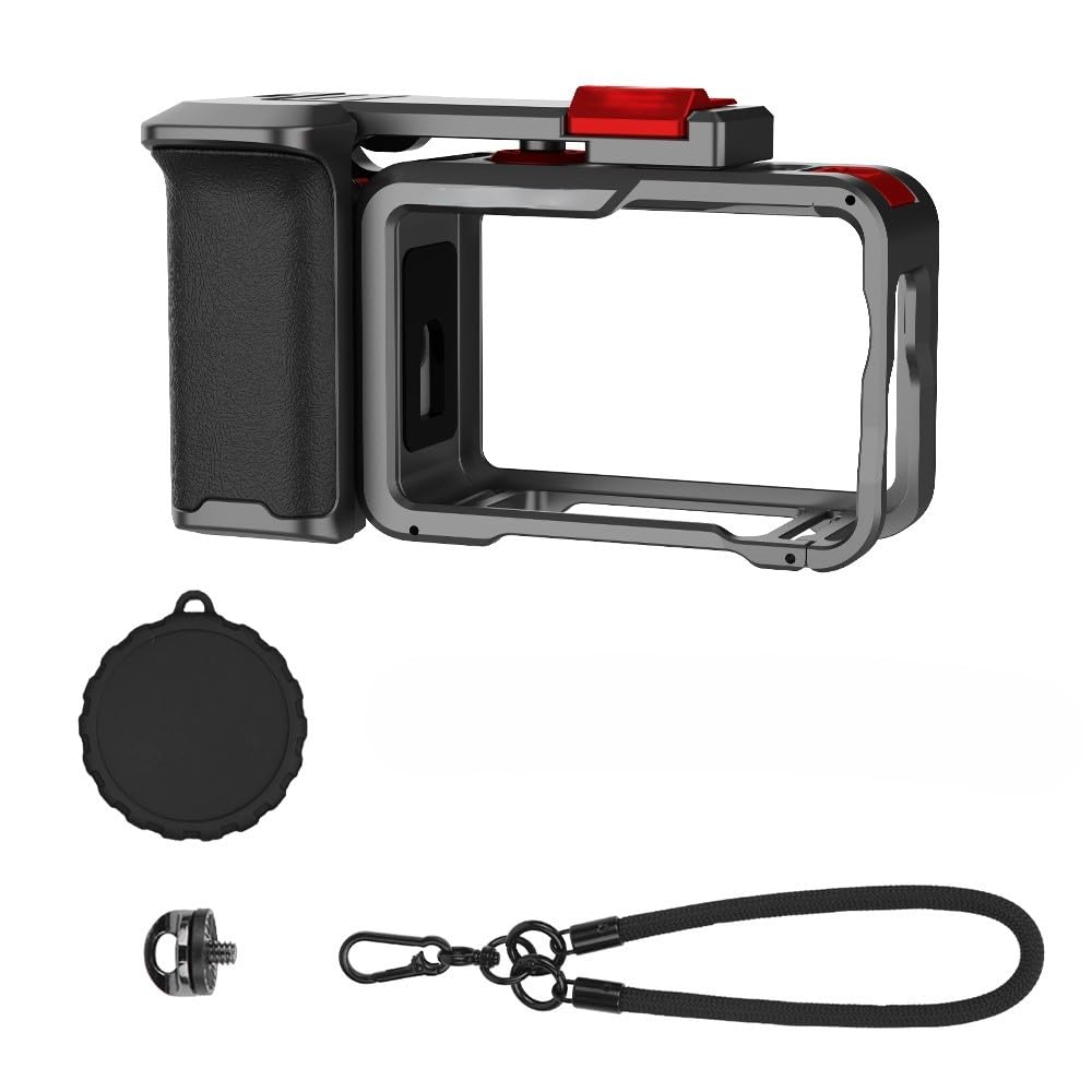 Kit de jaula de aleación de aluminio y mango de agarre para DJI para osmo Action 6, soporte compacto para fotografía de calle con marco de expansión para luz de micrófono, gris