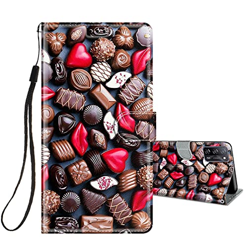 HopMore Cover a Libro per Oppo A54S | A16 | A16S | A55 5G | A53s 5G in Pelle con Silicone Morbido Custodie Oppo A16 | A16S Portafoglio Disegni Custodia Antiurto 360 Gradi Case - Dolci