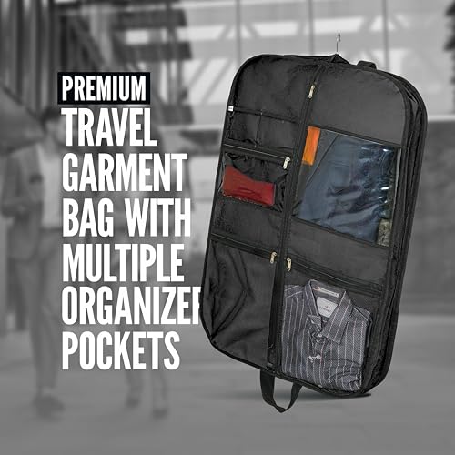 Image of SOLSTICE Suit Cover Big Size with Zip for Men & Coat Cover with Multi-Pockets,Travel Fold Design & Durable Storage - 110x60x12 cm, 120 GSM Fabric (Pack of 2) (BLACK)
