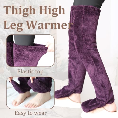 Zsedrut Winter Plush Warm Long Socks Over Knee Fur Leg Warmer Plushwarmth Long Socks For Women Home Sleeping Leg Warmers4